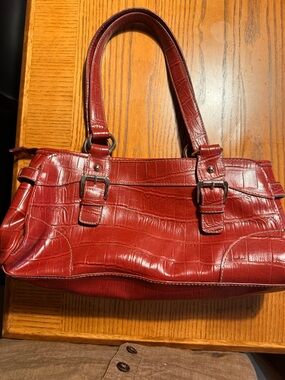 East 5th Red Croc-Embossed Shoulder Bag